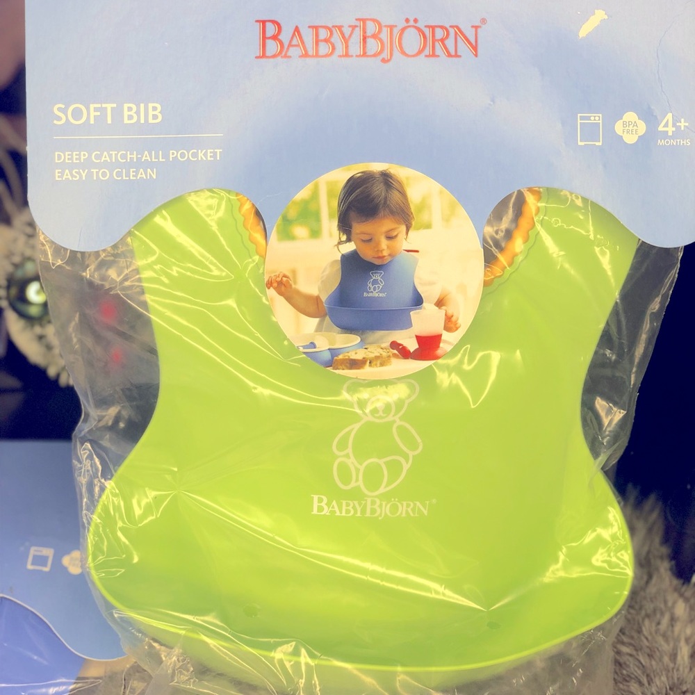 Baby soft bib set of 2 blue and green